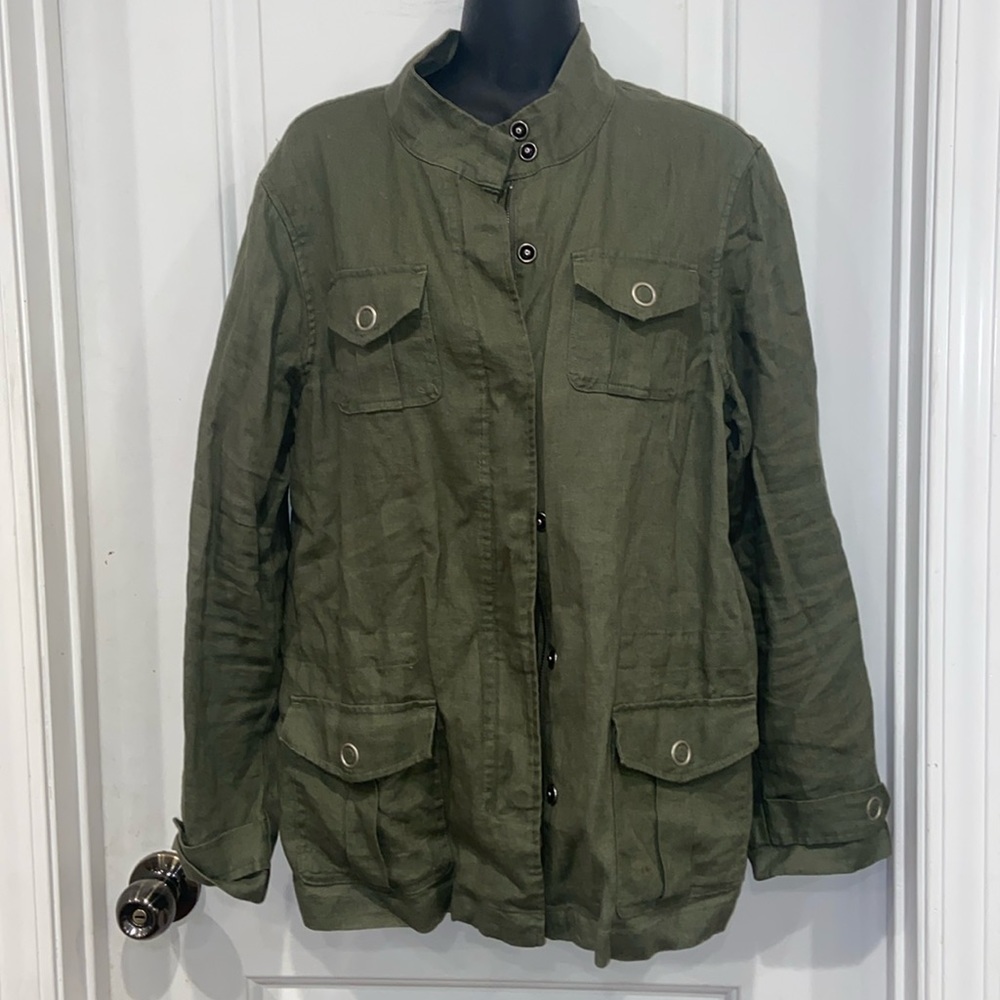 Jones New York Linen Hunter Green Jacket